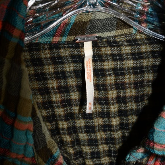 Free People Medium Multicolor Plaid Button Down Shirt - Picture 6 of 7